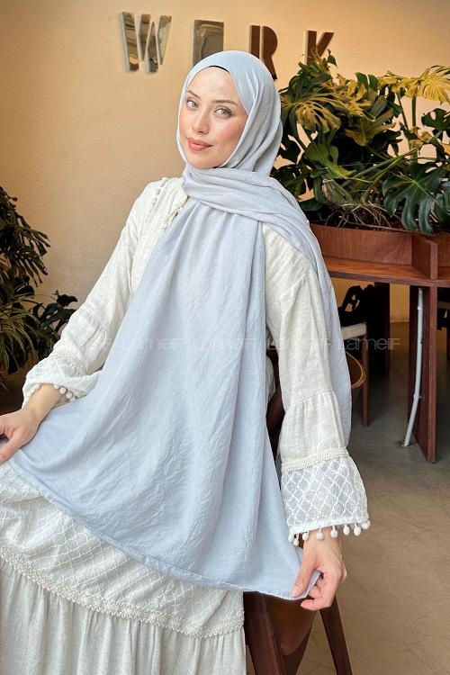 Lamelif Comfort Pamuk Şal Gümüş Gri