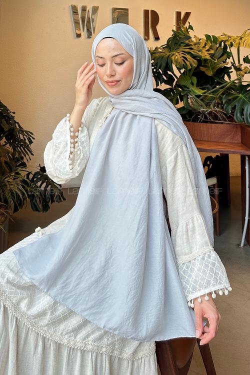 Lamelif Comfort Pamuk Şal Gümüş Gri