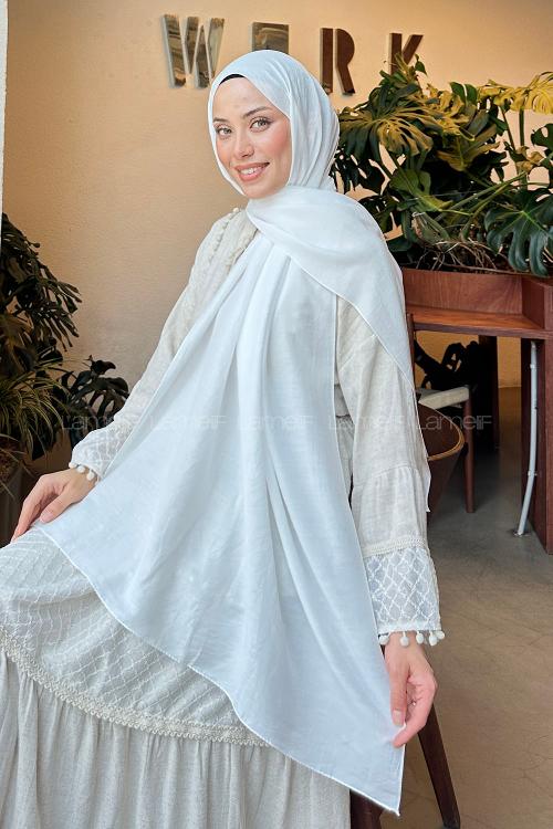 Lamelif Comfort Pamuk Şal Kırık Beyaz