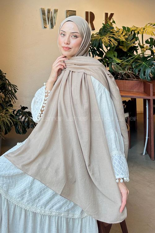 Lamelif Comfort Pamuk Şal Koyu Vizon