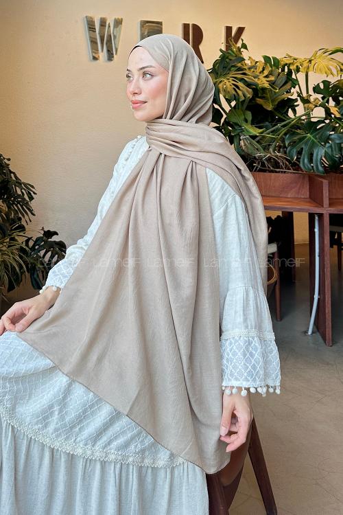 Lamelif Comfort Pamuk Şal Koyu Vizon