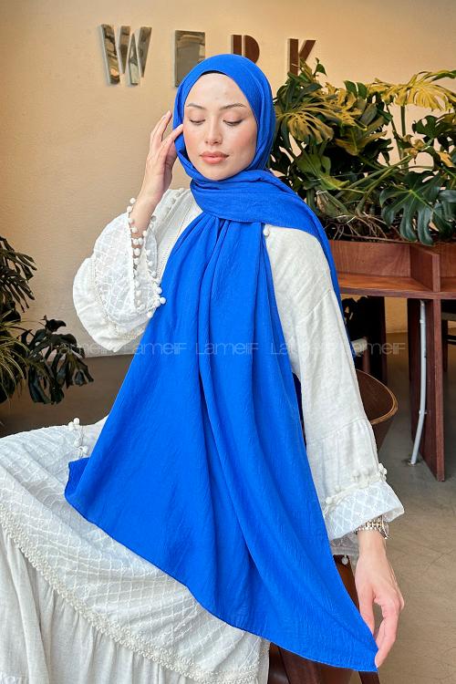 Lamelif Comfort Pamuk Şal Saks Mavisi