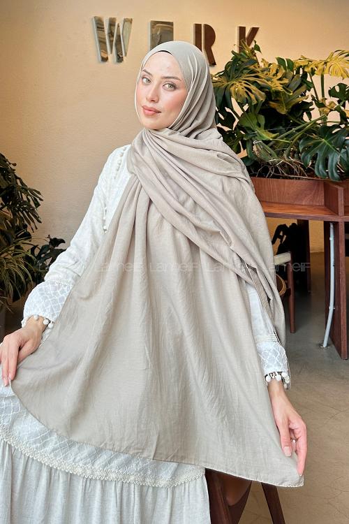 Lamelif Comfort Pamuk Şal Vizon