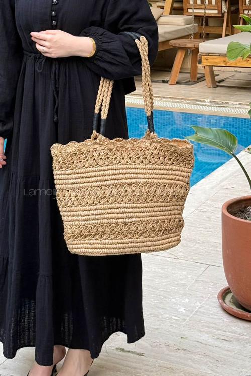 Lamelif Hasır Çanta Plaj  Kadın Çantası