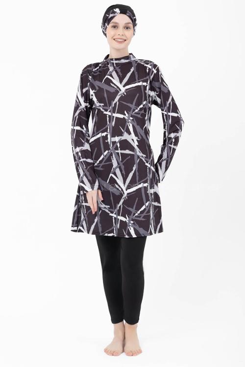 Lamelif Haşama Tesettür Mayo Hijap Antrasit