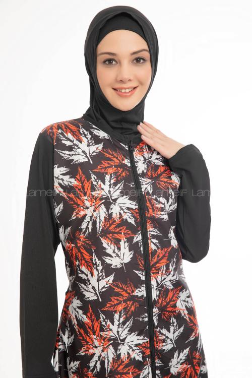 Lamelif Haşama Tesettür Mayo Hijap Kiremit - Gri