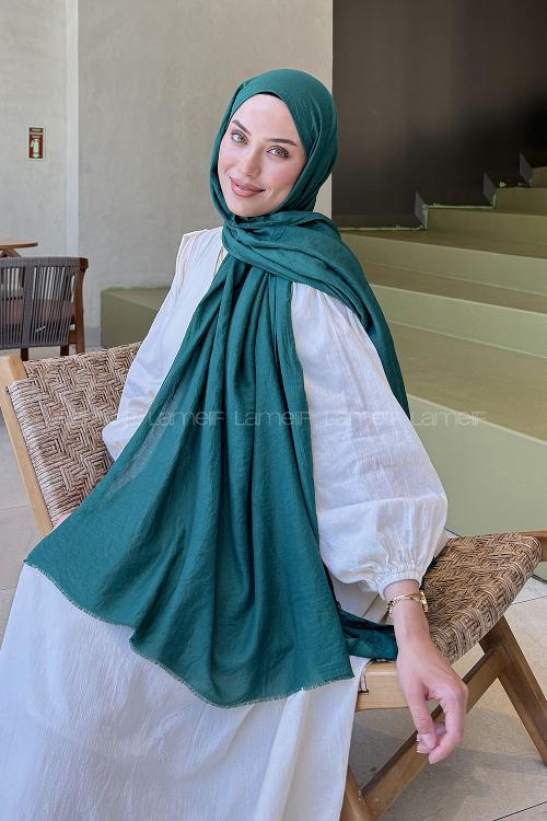 Lamelif Organik Premium Şal Zümrüt Yeşili