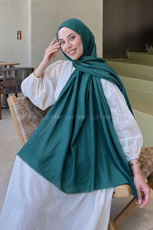 Lamelif Organik Premium Şal Zümrüt Yeşili