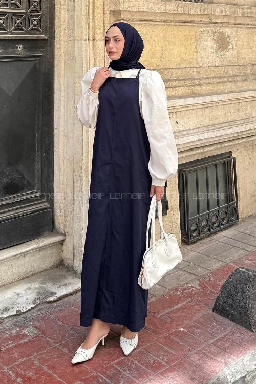 Lamelif Gabardin Tesettür Jile Lacivert