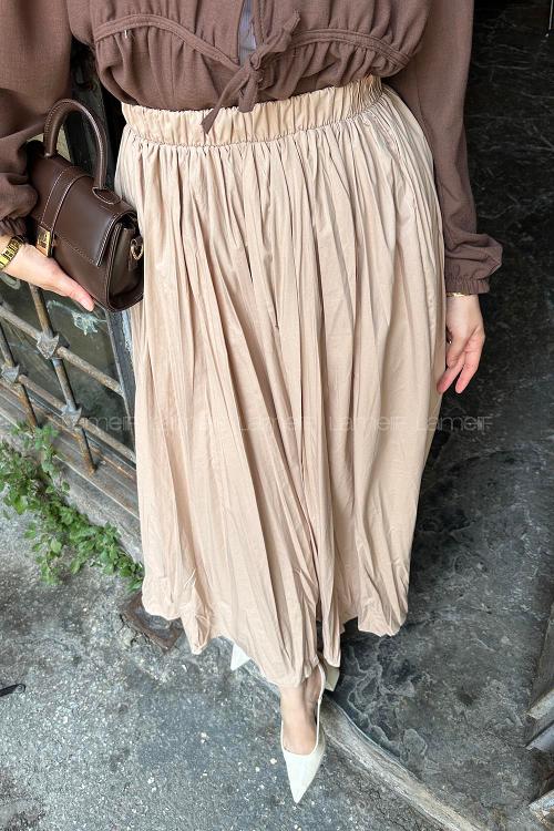 Lamelif Kraşlı Tesettür Etek Kahve