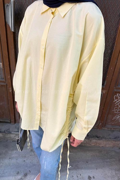 Yellow Shirt Collar Long Arm Cotton Unprinted Shirt