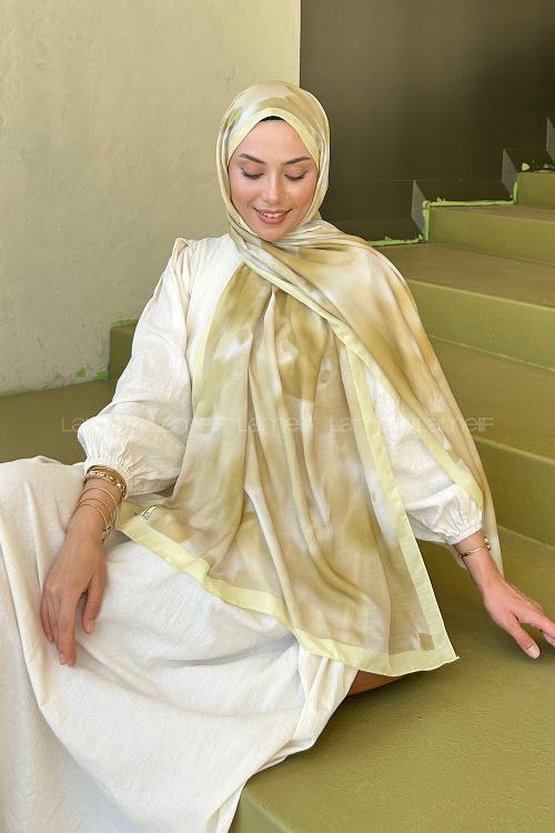 Lamelif Batik Desen Soft Şal Sarı