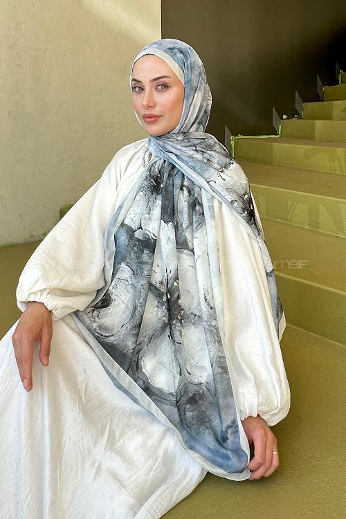 Lamelif Bohem Çiçek Desen Soft Şal Taş