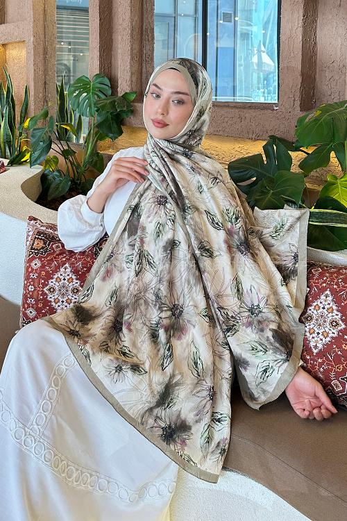 Lamelif Sarmaşık Desen Bambu Şal Mint Yeşili