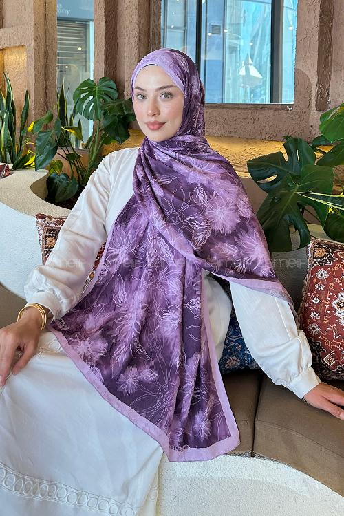 Plum Cotton Fabric Flowering Printed Shawl