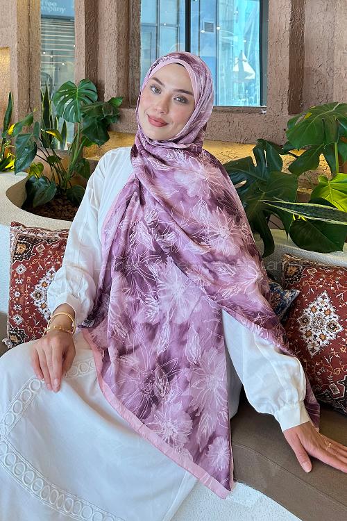 Lamelif Sarmaşık Desen Bambu Şal Şeker Pembesi