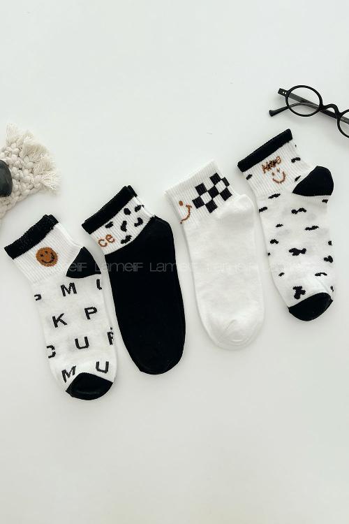 Lamelif 4lü Yarım Konç Çorap