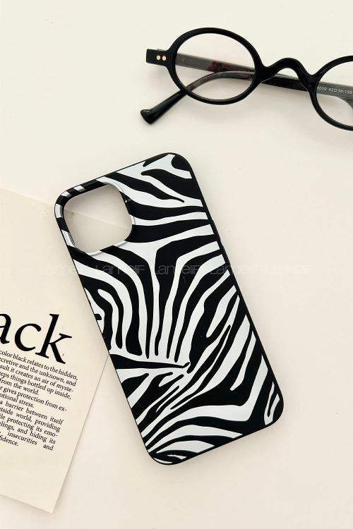 Lamelif  ıPhone 13-14 Zebra Desen Telefon Kılıfı