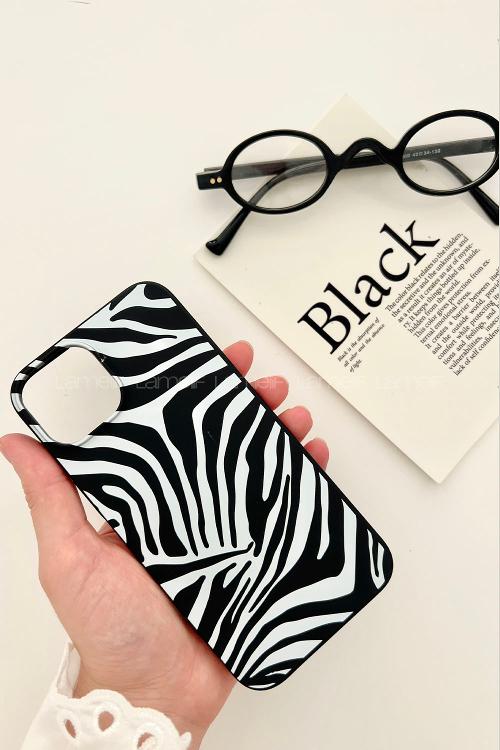 Lamelif  ıPhone 13-14 Zebra Desen Telefon Kılıfı