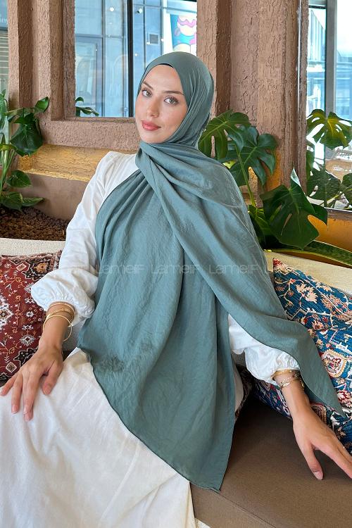 Plum Green Cotton Straight Shawl