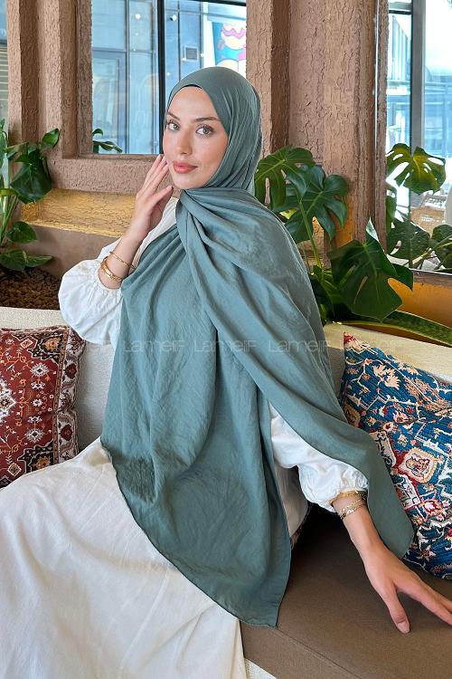 Plum Green Cotton Straight Shawl