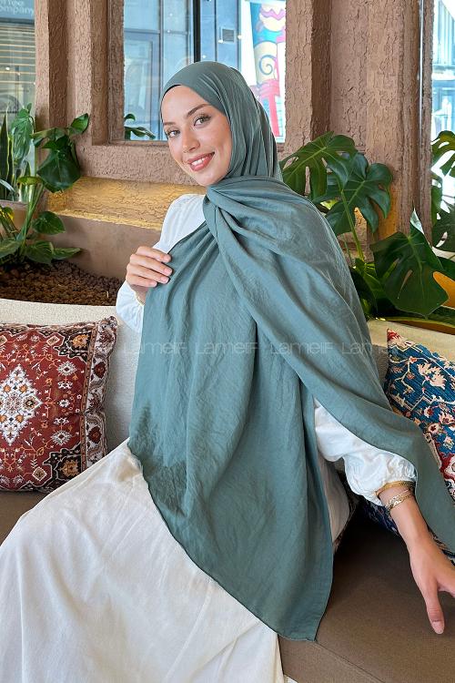 Plum Green Cotton Straight Shawl