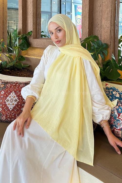 Lamelif Comfort Pamuk Şal Sarı