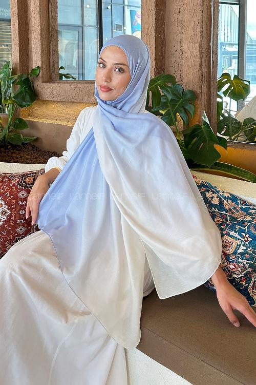 Lamelif Degrade Desen Soft Şal Bebe Mavisi