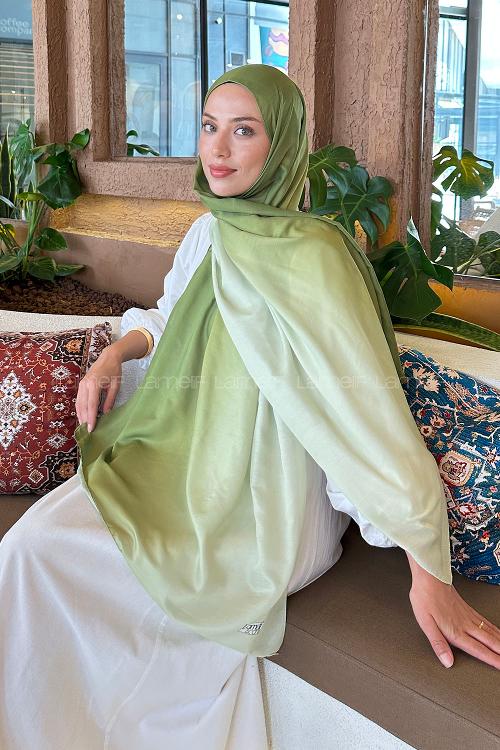 Lamelif Degrade Desen Soft Şal Fıstık Yeşili