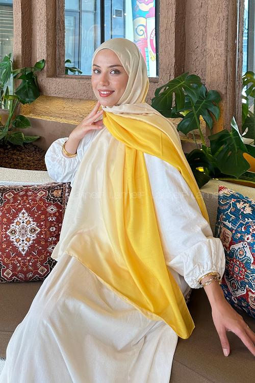 Lamelif Degrade Desen Soft Şal Sarı