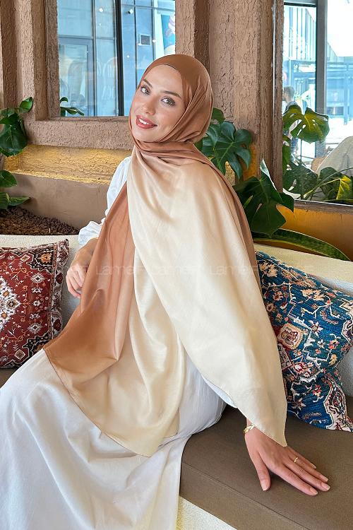 Lamelif Degrade Desen Soft Şal Sütlü Kahve Bej