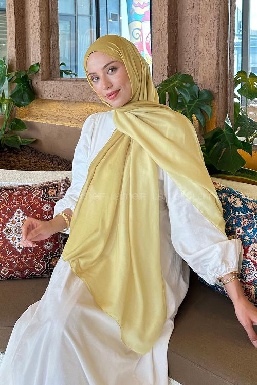 Lamelif Degrade Desen Soft Şal Yağ Yeşili