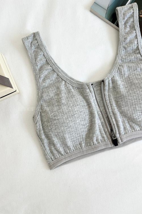 Gray Cotton Without Underwire Unsupport Bralet