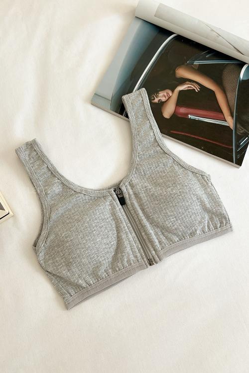 Gray Cotton Without Underwire Unsupport Bralet