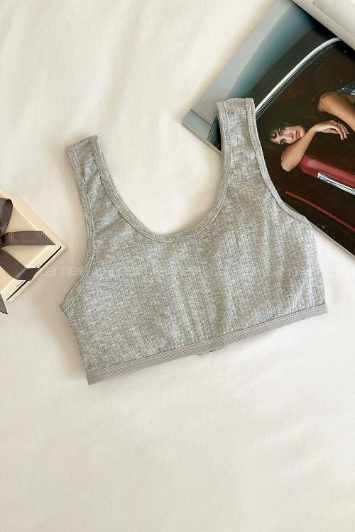 Gray Cotton Without Underwire Unsupport Bralet