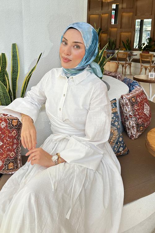 Plum Green Cotton Fabric Straight Scarf