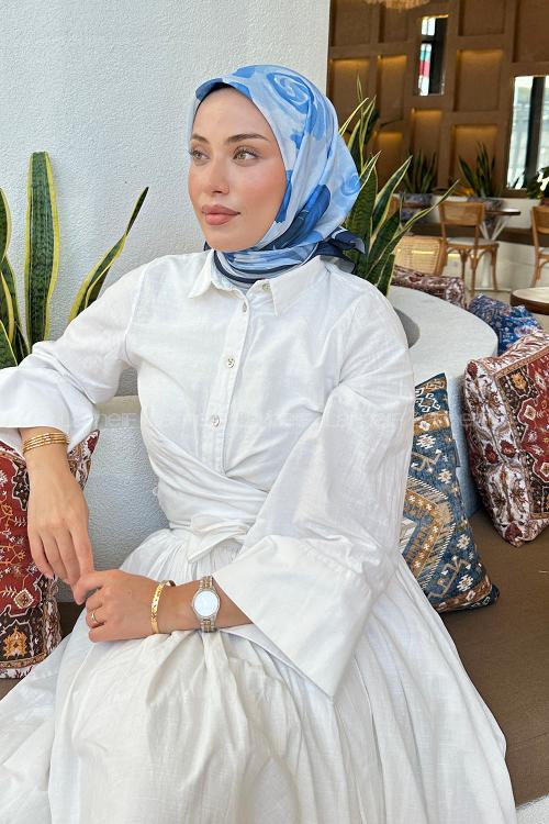 Lamelif Gül Desen Soft Eşarp Lacivet