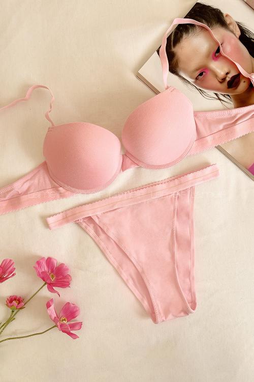 Pink Cotton Fabric Underwire Support Bralet