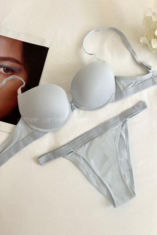 Baby Blue Cotton Fabric Underwire Support Bralet