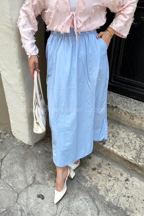 Lamelif Kloş Tesettür Etek Bebe Mavisi