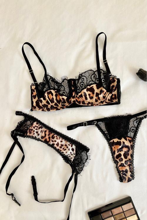 Lamelif Rhera Dantelli Saten Jartiyer Takım