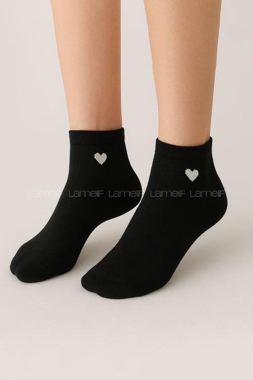Lamelif Yarım Konç Kalpli Çorap