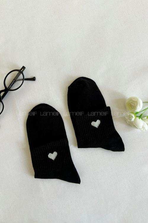Lamelif Yarım Konç Kalpli Çorap