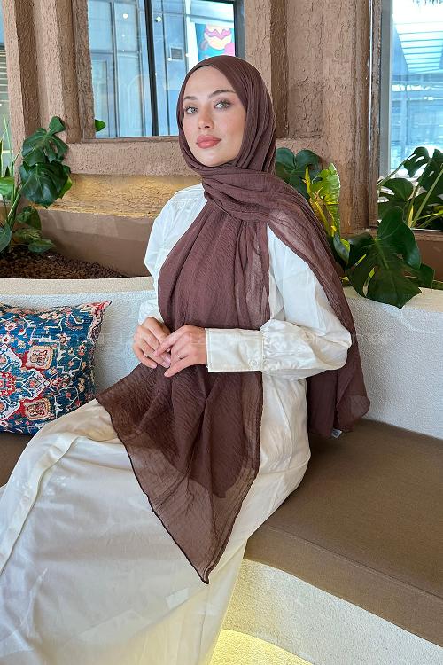 Chocolate Brown Cotton Fabric Straight Shawl