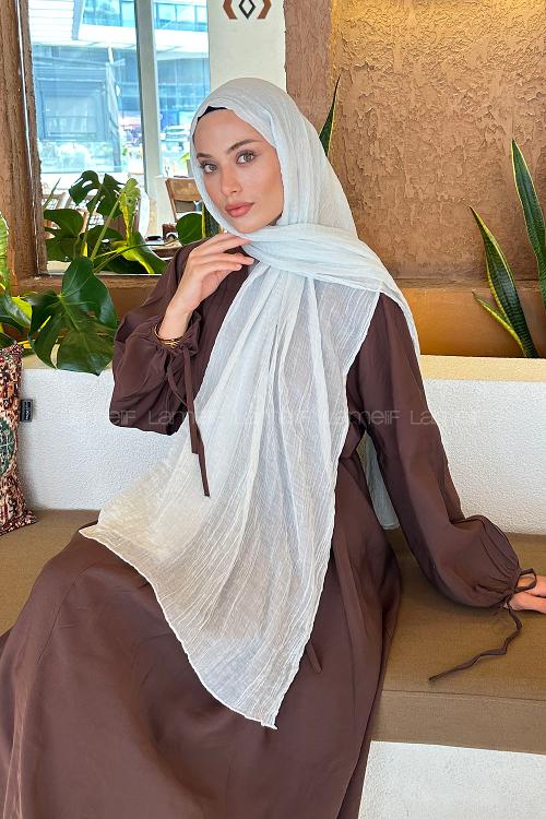 Lamelif Müslin Şal Kırık Beyaz