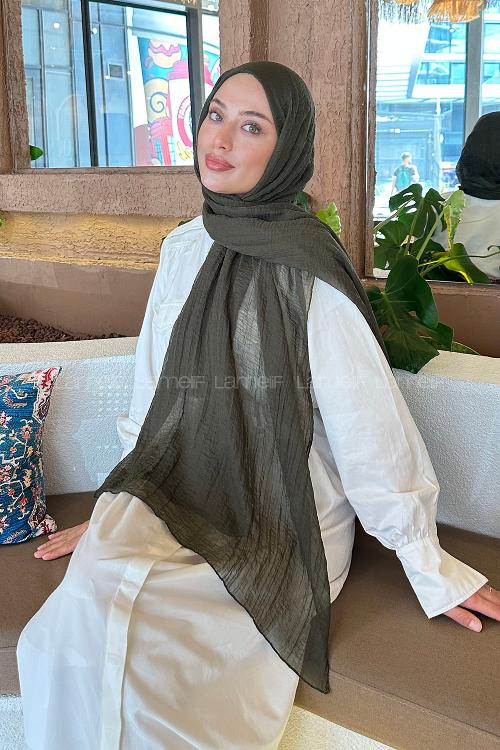Lamelif Müslin Şal Koyu Yeşil