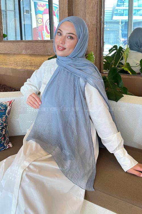 Lamelif Müslin Şal Mavi