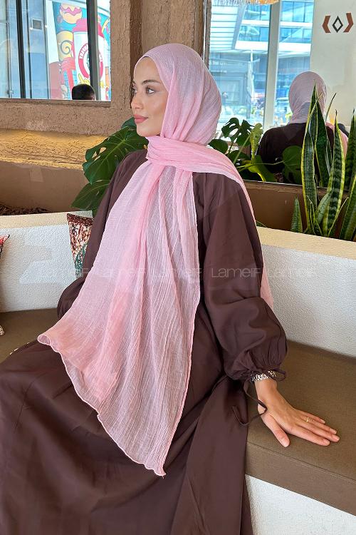 Candy Pink Cotton Fabric Straight Shawl