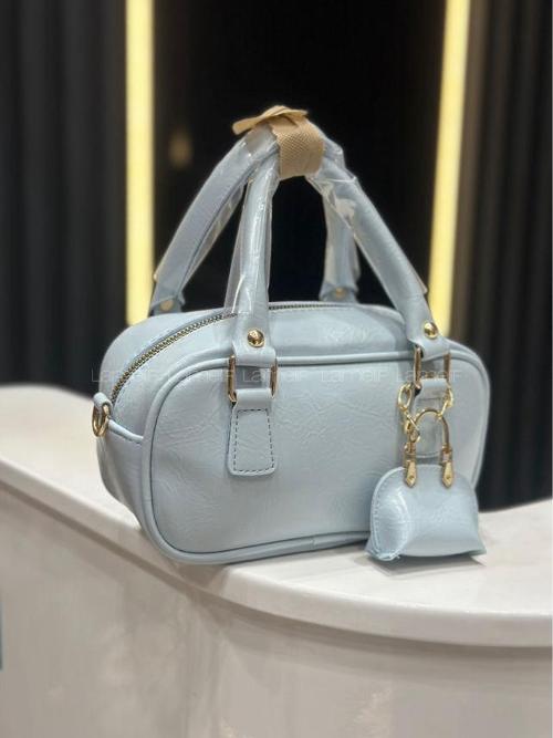 Lamelif Charm Detaylı Fermuarlı Ayarlanabilir Askılı El, Kol ve Omuz Çantası Buz Mavisi