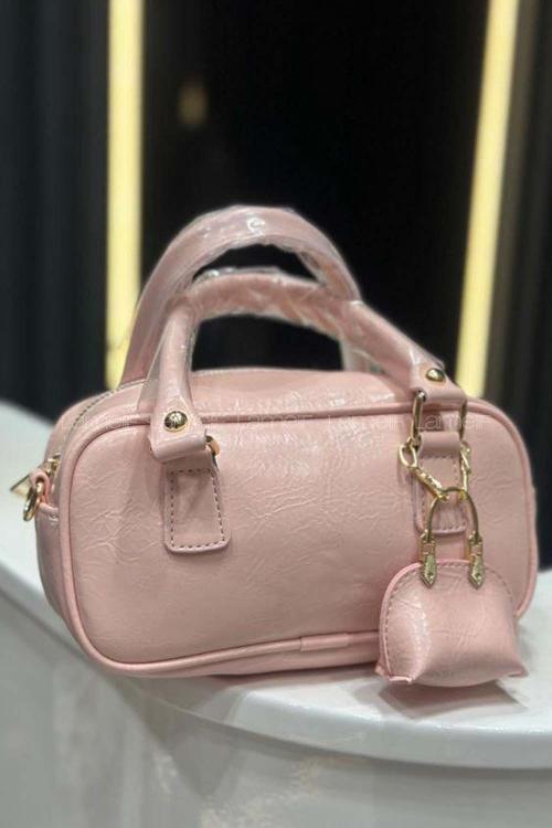 Lamelif Charm Detaylı Fermuarlı Ayarlanabilir Askılı El, Kol ve Omuz Çantası Pembe